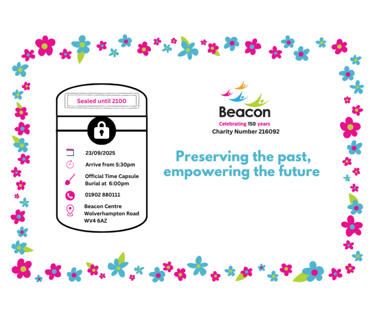 This graphic shows a time capsule with the details of the event as detailed on the webpage.